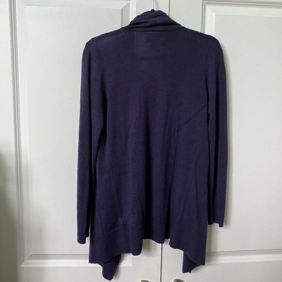 Ellen Tracy Cardigan Womens S Extra Fine Merino Wool Purple Waterfall Open Front - Picture 8 of 8